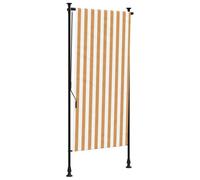 vidaXL Outdoor Roller Blind, Blackout UV Protection, Roller Shade for Garden Deck Pergola Balcony, Orange and White Fabric and Steel