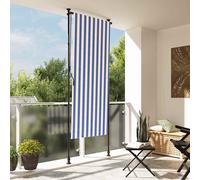 vidaXL Outdoor Roller Blind Blue and White 100x270 cm Fabric&Steel UK