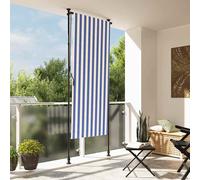 vidaXL Outdoor Roller Blind Blue and White 120x270 cm Fabric&Steel