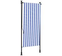 vidaXL Outdoor Roller Blind Roller Shade Blackout Blue & White Fabric & Steel
