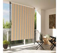 vidaXL Outdoor Roller Blind Yellow and White 150x270 cm Fabric&Steel HOT