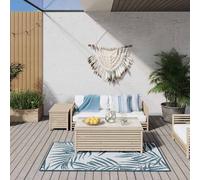 vidaXL Outdoor Rug Aqua and White 80x150 cm Reversible Design
