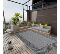 Outdoor Rug Black/Grey 140x200 cm Polypropylene Reversible UV-Resistant Foldable