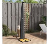 vidaXL Black Poly Rattan Outdoor Shower with Acacia Wood Base - UV-Resistant Garden/Pool Shower with Adjustable Spray