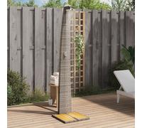 vidaXL Outdoor Shower - Grey Poly Rattan with Acacia Wood Base, Powder-Coated Steel Frame, 55x60x224 cm, UV-Resistant, Free Standing Pool/Garden Shower Station