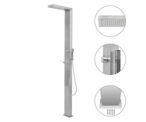 vidaXL Outdoor Shower Stainless Steel Square Garden Poolside Shower Tower