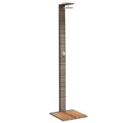 vidaXL Outdoor Shower with Rotatable Handle, Poly Rattan & Acacia Wood, Grey - Freestanding Pool/Garden Shower with Slatted Base and PVC Hose