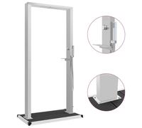 vidaXL Outdoor Shower with Tray WPC Stainless Steel Garden Shower Tower Panel