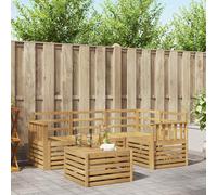 vidaXL Outdoor Sofa Set 5 pcs White 59 x 59 x 37 cm Solid Acacia Wood