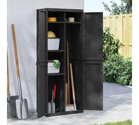 vidaXL Outdoor Storage Cabinet Black 65x37x165 cm PP