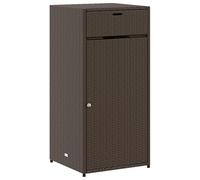 vidaXL Outdoor Storage Cabinet - Brown Poly Rattan Garden Box with Spacious Storage, Durable Weather-Resistant Material, Practical Door, Stainless Steel Knob