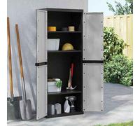 Vidaxl Outdoor Storage Cabinet Grey And Black 65X37X165 Cm Pp