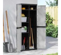 Vidaxl Outdoor Storage Cabinet Grey And Black 65X37X165 Cm Pp
