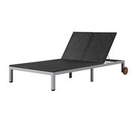 vidaXL Outdoor Sunlounger Poly Rattan 207x130x88cm Black Garden Patio Day Bed