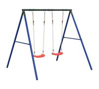 vidaXL Outdoor Swing Set - 2 Swings Garden Play Seat for Kids - Adjustable Seats - Heavy-Duty Metal Frame - 206x185x185 cm