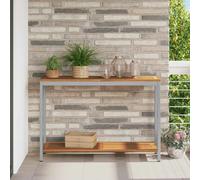 Console Table Natural & Grey Solid Acacia Wood & Steel 110x35x75cm 1 Shelf Matte