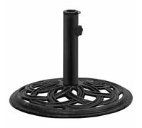 vidaXL Outdoor Umbrella Base, Cast Iron Parasol Holder Stand with Scrollwork, Multi-Size Pole Adapter, Black, 44 cm Diameter
