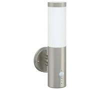 vidaXL Outdoor Wall Light with Sensor - Silver Stainless Steel, IP44, 15 x 7.5 x 33 cm
