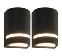 vidaXL Outdoor Wall Lights 2 pcs 35 W Black Half-round
