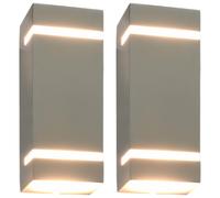 vidaXL Outdoor Wall Lights 2 pcs 35 W Silver Rectangular