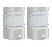 vidaXL Outdoor Wall Lights with Sensors 2pcs Silver Stainless Steel