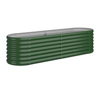 vidaXL Oval Garden Raised Bed - Weather- Powder-Coated Steel Planter, 152x40x36 cm, Green for Outdoors
