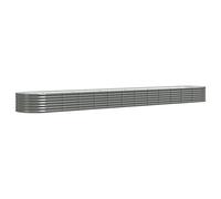 vidaXL Garden Raised Bed Flower Stand Pot Plant Tray Balcony Flower Box Plant Pot Stand Patio Planter Box Powder-coated Steel 512x80x36 cm Grey