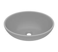 vidaXL Luxury Basin Oval-shaped Matt Light Grey Ceramic Bathroom Vanity Sink