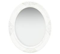 vidaXL Oval Wall Mirror - Baroque Style Wall-Mounted Dressing Mirror in White