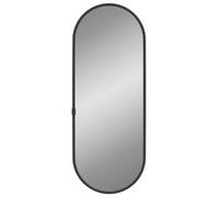 vidaXL Oval Wall Mirror - Black Glass PVC Frame 40x15 cm for Vanity, Hallway, Makeup Decor - Modern Wall Mounting