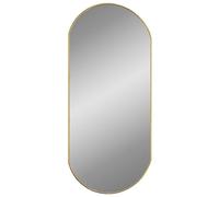 vidaXL Oval Wall Mirror - Gold Finish, 90x40 cm, PVC Frame for Vanity, Makeup, Living Room, and Hallway Use