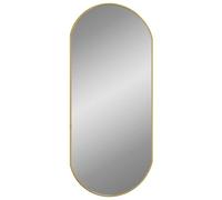 vidaXL Oval Wall Mirror - Gold Frame, 80x35 cm - PVC Material, Modern Vanity/Cosmetic Glass Mirror for Living Room, Bedroom, Bathroom