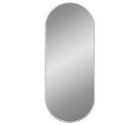 vidaXL Oval Wall-Mounted Mirror - Silver 60x25 cm, PVC Frame, Make-Up/Cosmetic Vanity Glass Mirror for Bathroom, Bedroom, Hallway