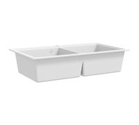 vidaXL Overmount Kitchen Sink Double Basin Granite White