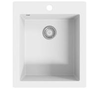 vidaXL Overmount Kitchen Sink Single Basin Granite Cream White, White