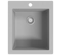 vidaXL Overmount Kitchen Sink Single Basin Granite Grey Plumbing Fixture Kit