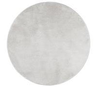 vidaXL OVIEDO Short Pile Area Rug - Soft Round Polyester Carpet, Grey, Ø 120 cm - Suitable for Underfloor Heating, Foldable for Storage