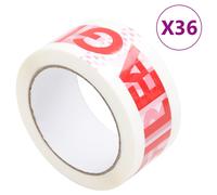 vidaXL Packaging Tape 36 pcs FRAGILE Printed White 48 mm x 66 m