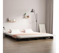 vidaXL Pallet Bed Bedroom Bed Frame Bed Base Black 135x190 cm Double Wood Pine