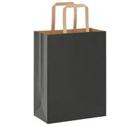 vidaXL Paper Bags 250 pcs with Handles Black 21x11x28 cm, Paper Bag, Paper Gift Bag, Kraft Paper Gift bag, Kraft Bag, Paper Bag with Handle