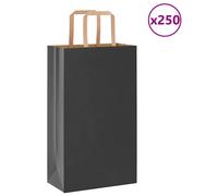 vidaXL Kraft paper bags 250 pcs with handles black 21x11x36cm