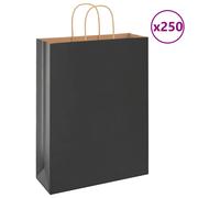vidaXL Paper Bags 250 pcs with Handles Black 32x12x42 cm