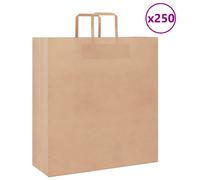 vidaXL Kraft Paper Bags, Pack of 250 with Brown Handles 45 x 17 x 48 cm, Paper Bag, Paper Gift Bag, Kraft Paper Gift Bag