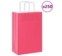Paper Bags Pink Kraft Paper 250pcs 21x11x31cm with Rope Handles Recyclable Gift