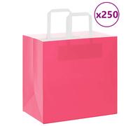 vidaxl pink kraft paper bags with handles - 250 pcs 26x17x25 cm recyclable eco packaging