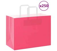 vidaXL Kraft Paper Bags 250 pcs with Handles Pink 32x17x25cm