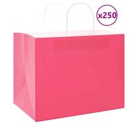 vidaXL Paper Bags 250 pcs with Handles Pink 32x22x24 cm
