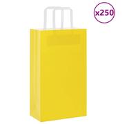 vidaXL Paper Bags 250 pcs with Handles Yellow 21x11x36 cm
