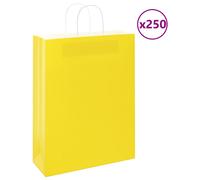 Paper Bags 250 pcs with Handles Yellow 32x12x42 cm