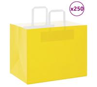 vidaXL Paper Bags 250 pcs with Handles Yellow 32x22x24 cm